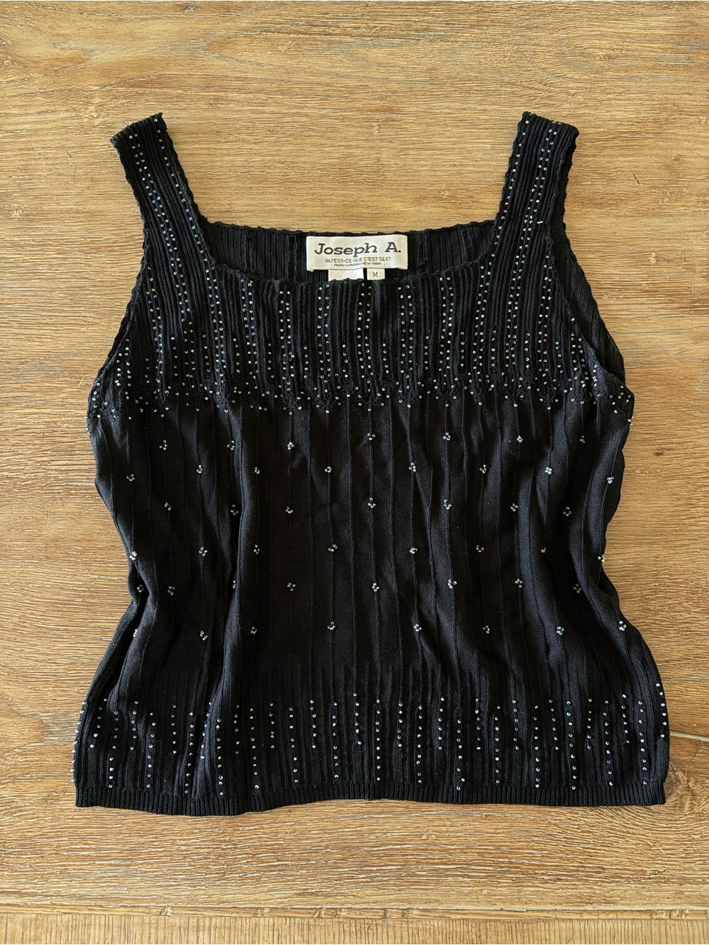 Vintage Beaded Silk Black tank top